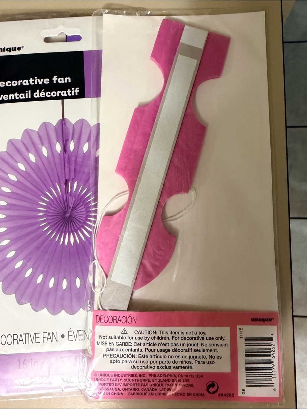 16in Paper Decorative Fans - Picture 3 of 3